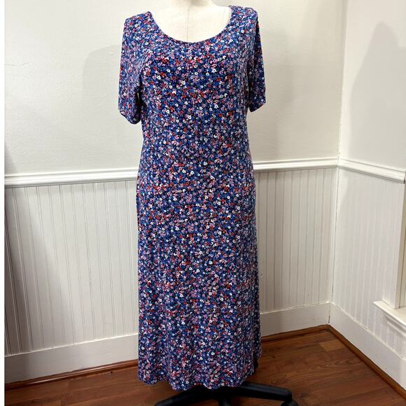 Draper James 1X Tammy T-Shirt Dress Ditsy Floral Midi Spring Cottage Bloomcore - Picture 1 of 8